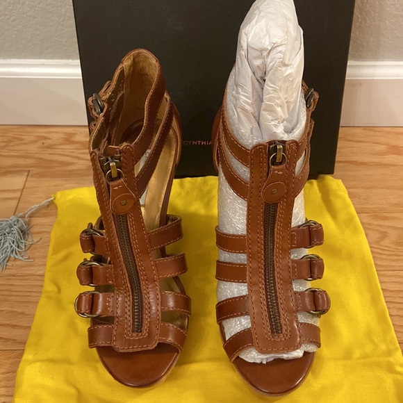 Cynthia Vincent Jagger Zipper Front Buckle Wedge NWT - Picture 6 of 9